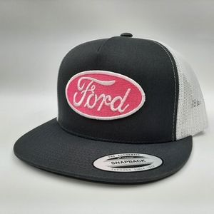 Ford Embroidered Patch Flat Bill Trucker Mesh Snapback Cap Hat
